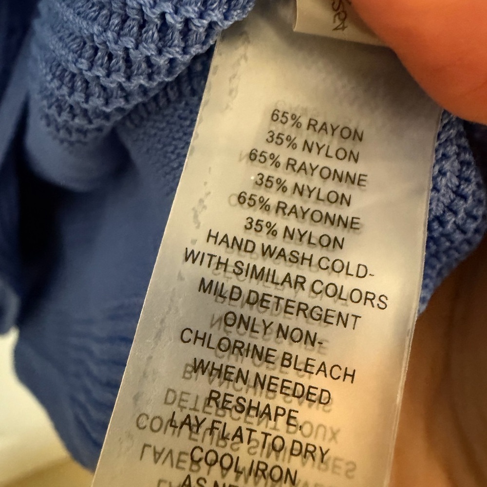Vince Camuto Blue Fit & Flare Knit Dress Sleeveless Halter Neck Size M - Picture 2 of 4